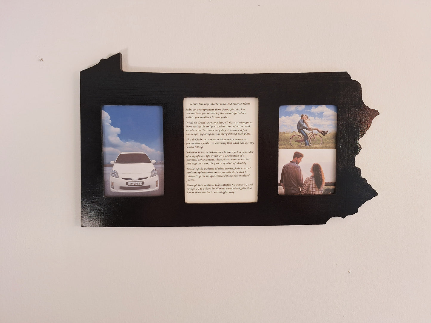 Celebrate Your License Plate or Vehicle Story with Our Unique Pennsylvania-Shaped Picture Frame