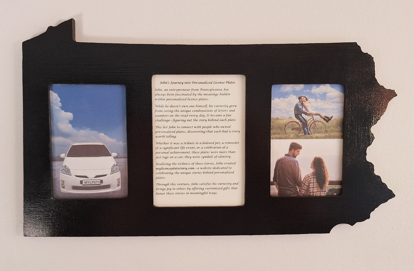 Celebrate Your License Plate or Vehicle Story with Our Unique Pennsylvania-Shaped Picture Frame